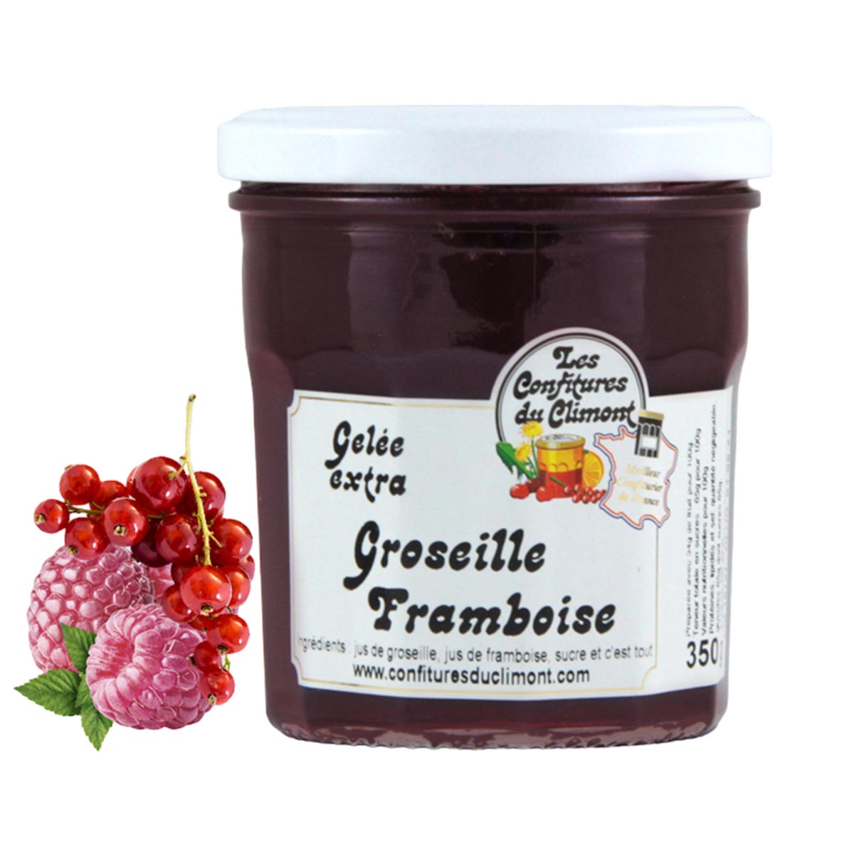 Les Confitures du Climont Johannisbeere-Himbeere Gelee extra handwerklich hergestellt