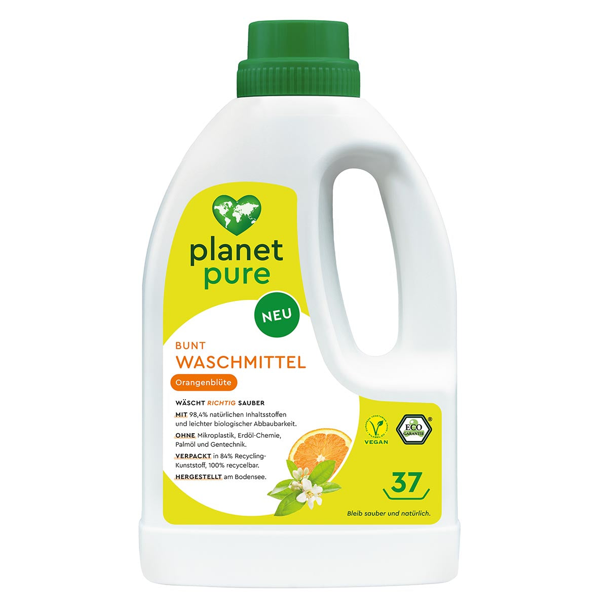 PLANET PURE Bunt Flüssig Waschmittel Orangenblüte: Natürlich, Vegan, Effektiv