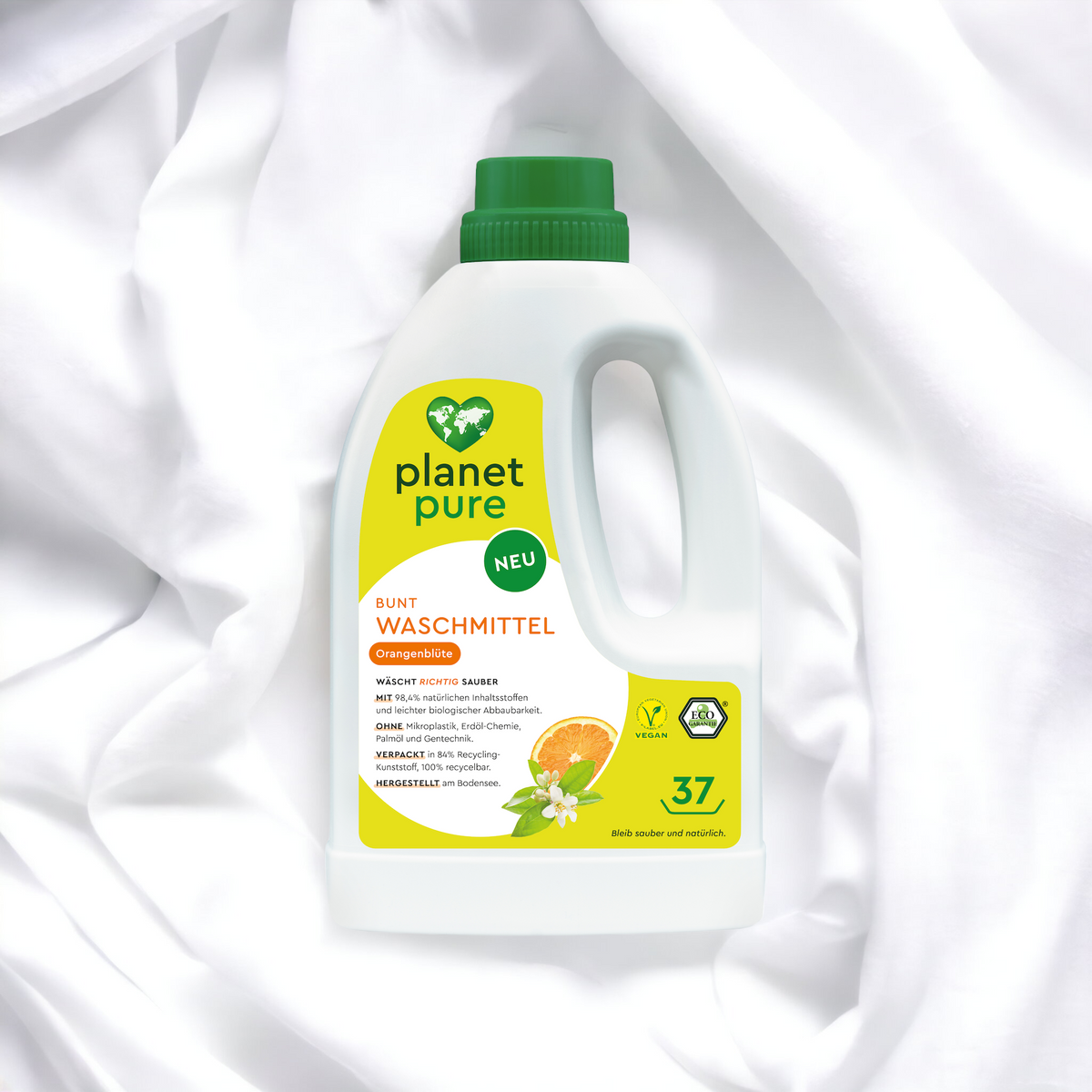 PLANET PURE Bunt Flüssig Waschmittel Orangenblüte: Natürlich, Vegan, Effektiv