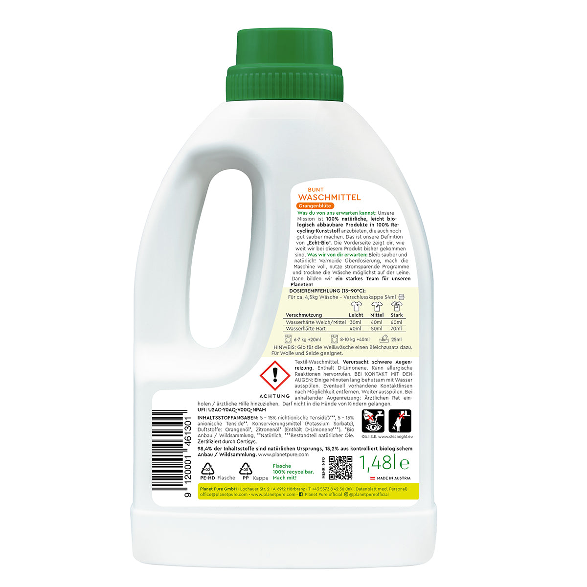 PLANET PURE Bunt Flüssig Waschmittel Orangenblüte: Natürlich, Vegan, Effektiv