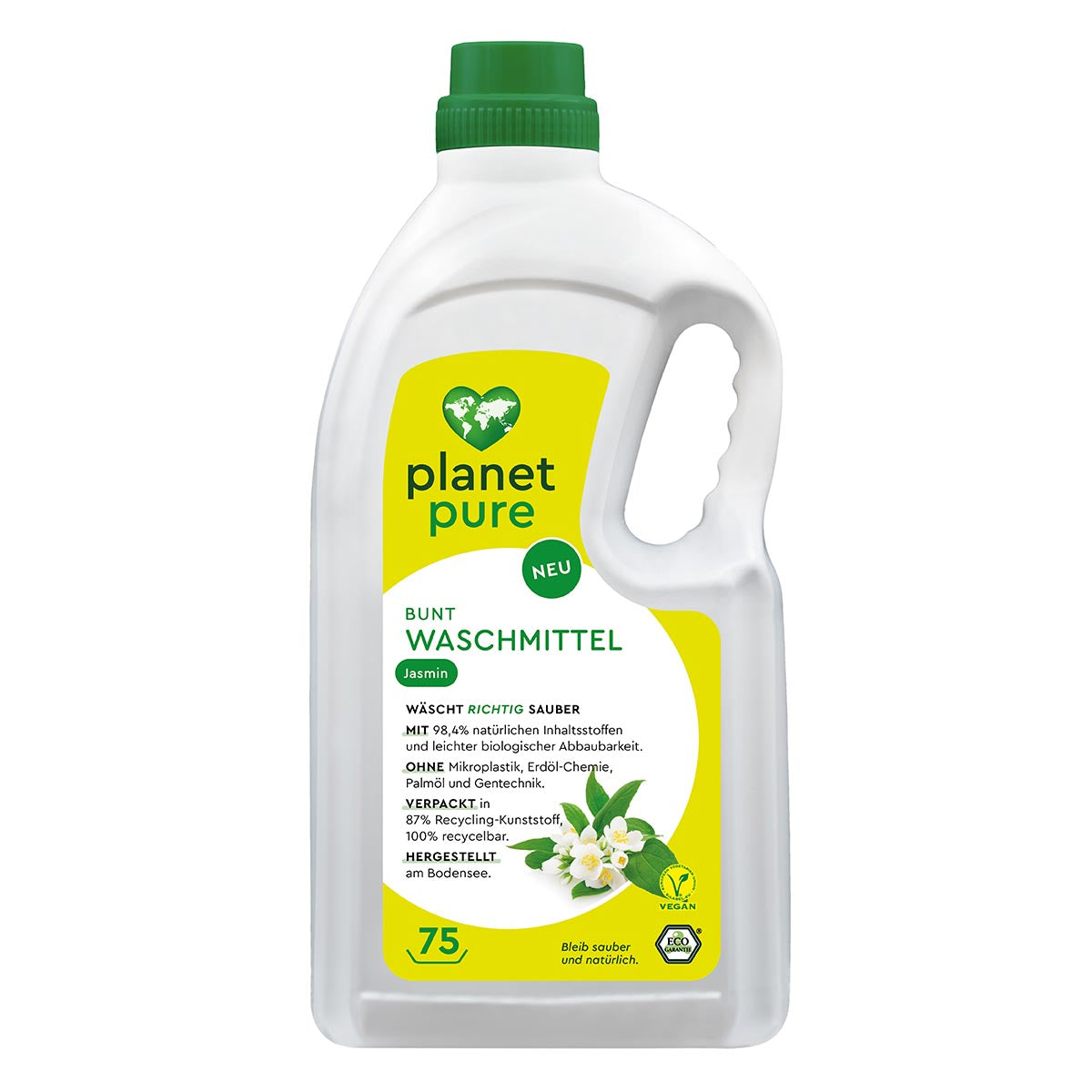 PLANET PURE Bunt Flüssig Waschmittel Jasmin 75 WL 98,4% natürlichen Inhaltsstoffe