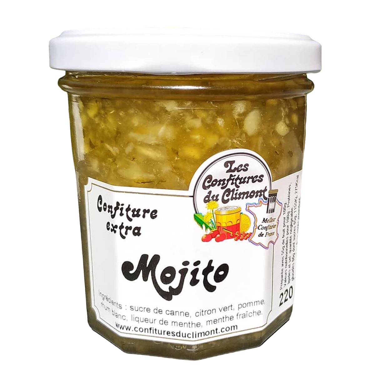 Les Confitures du Climont  Mojito Konfitüre mit weißem Rum und Minzlikör