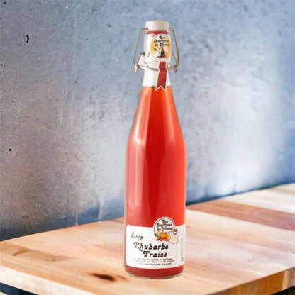 Les Confitures du Climont Rhabarber-Erdbeer Sirup aus dem Elsass 0,5 Liter