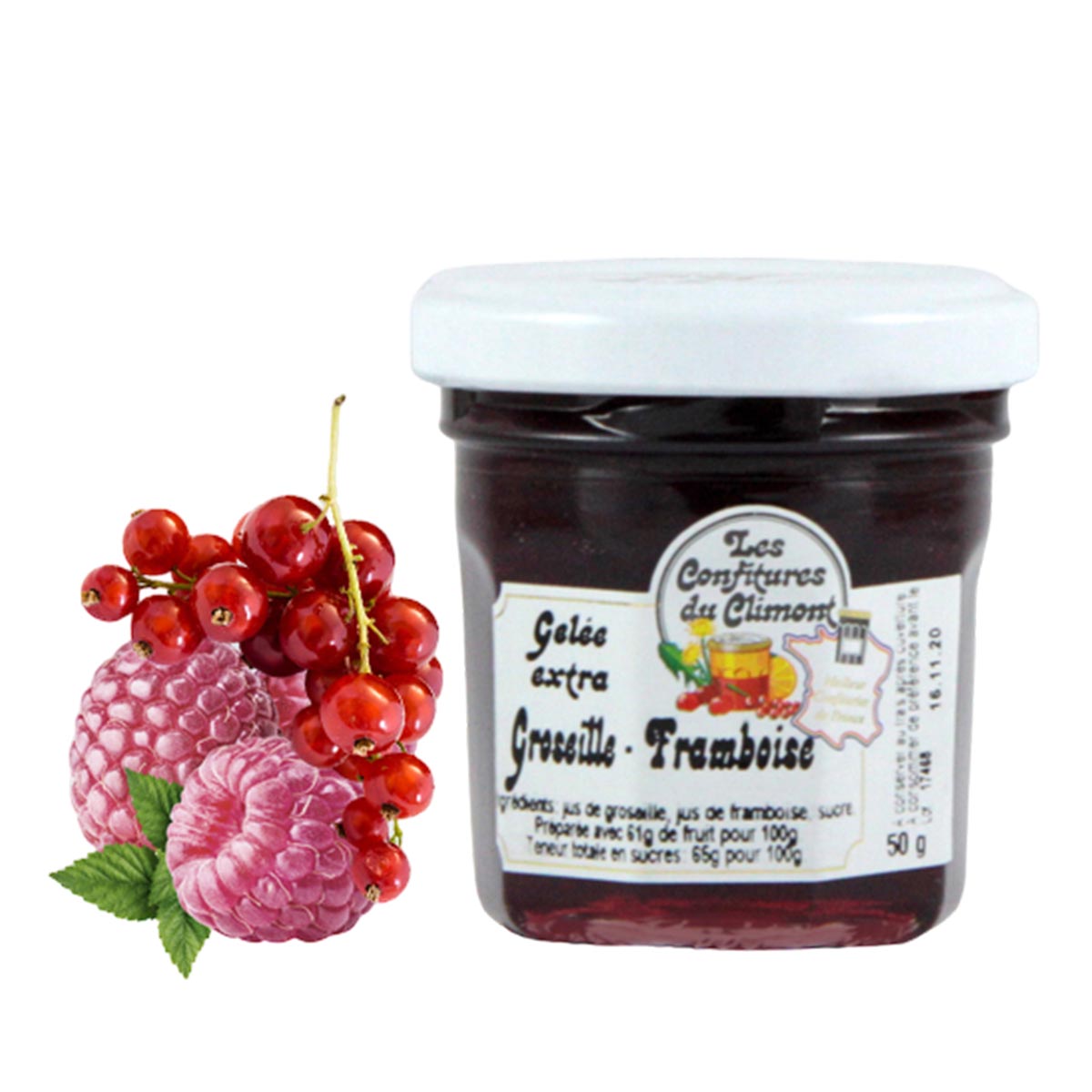 Les Confitures du Climont Johannisbeere-Himbeere Gelee extra 50g handwerklich hergestellt