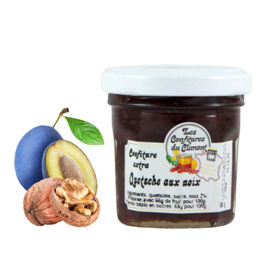 Les Confitures du Climont Zwetschge mit Nüssen Konfitüre extra 50g aus dem Elsass