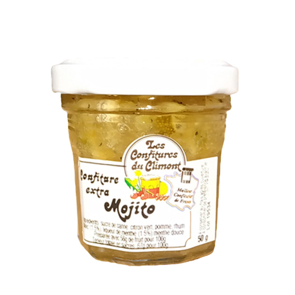 Les Confitures du Climont Mojito Konfitüre mit weißem Rum und Minzlikör 50g