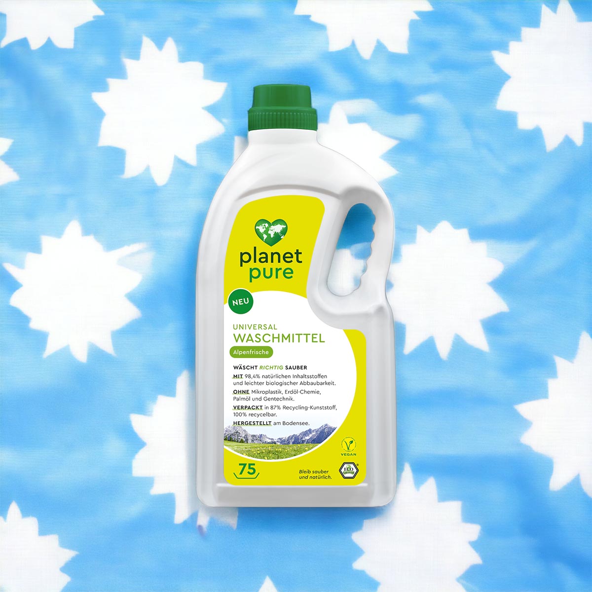 PLANET PURE Universal Waschmittel 75WL, Alpenfrische, 98,4% natürliche Inhaltsstoffe