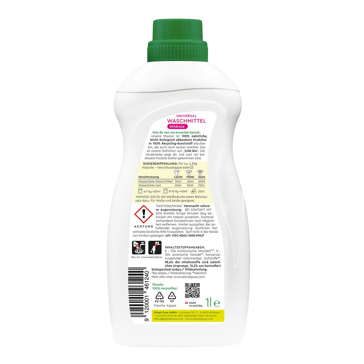 PLANET PURE Universal Waschmittel Wildrosen: Natürlich, Effektiv, 25WL