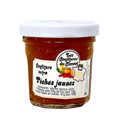 Les Confitures du Climont Gelber Pfirsich Konfitüre Pêches jaunes extra 50g aus dem Elsass
