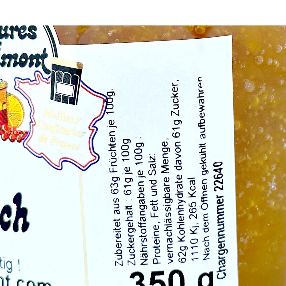 Les Confitures du Climont Gelber Pfirsich Konfitüre Pêches jaunes extra  handwerklich hergestellt aus dem Elsass