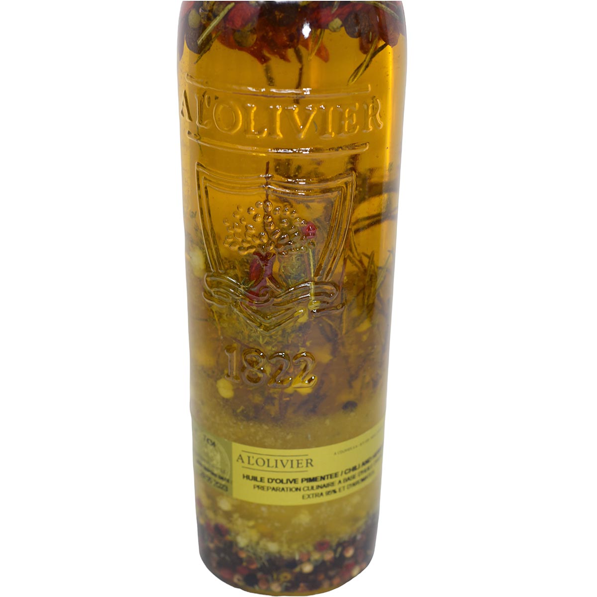 A L'Olivier Piment d'Espelette scharfes Olivenöl mit Chili gravierte Flasche 500 ml