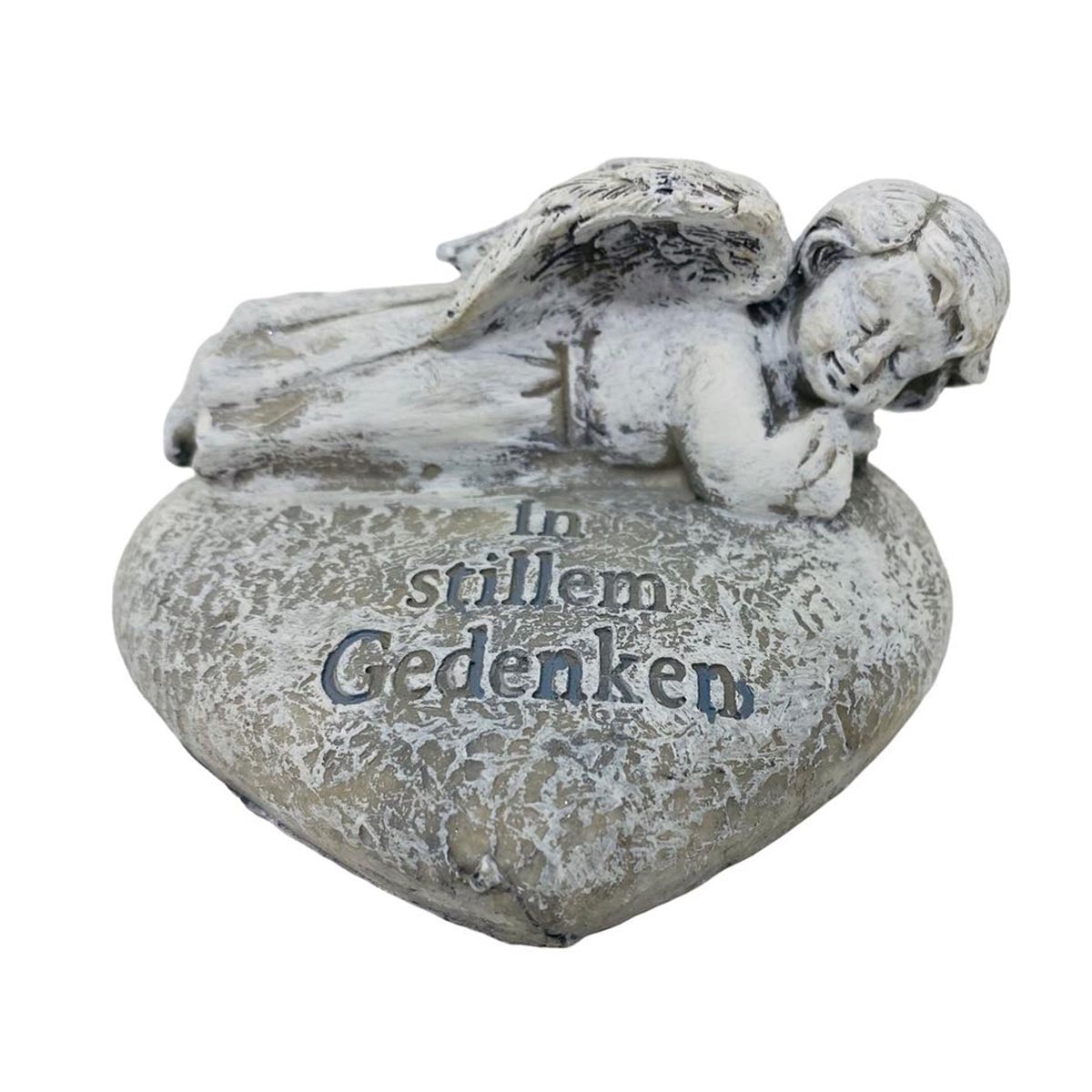 FeineHeimat Trauerengel "In stillem Gedenken" - Antikcreme aus Kunstharz, Zarte Erinnerung