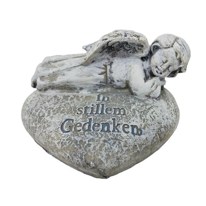 FeineHeimat Trauerengel "In stillem Gedenken" - Antikcreme aus Kunstharz, Zarte Erinnerung