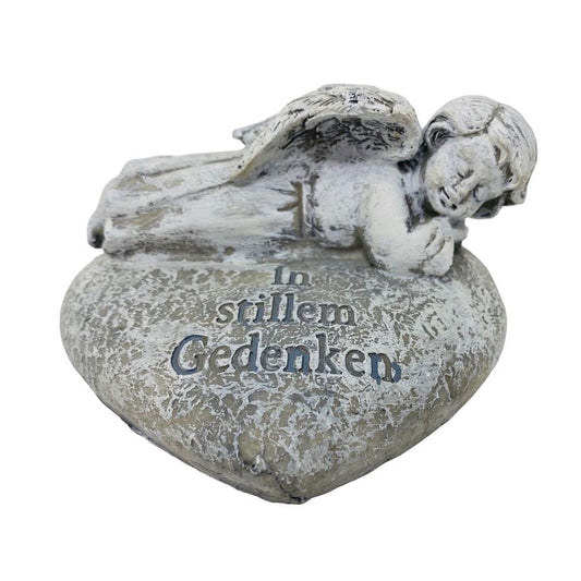 FeineHeimat Trauerengel "In stillem Gedenken" - Antikcreme aus Kunstharz, Zarte Erinnerung