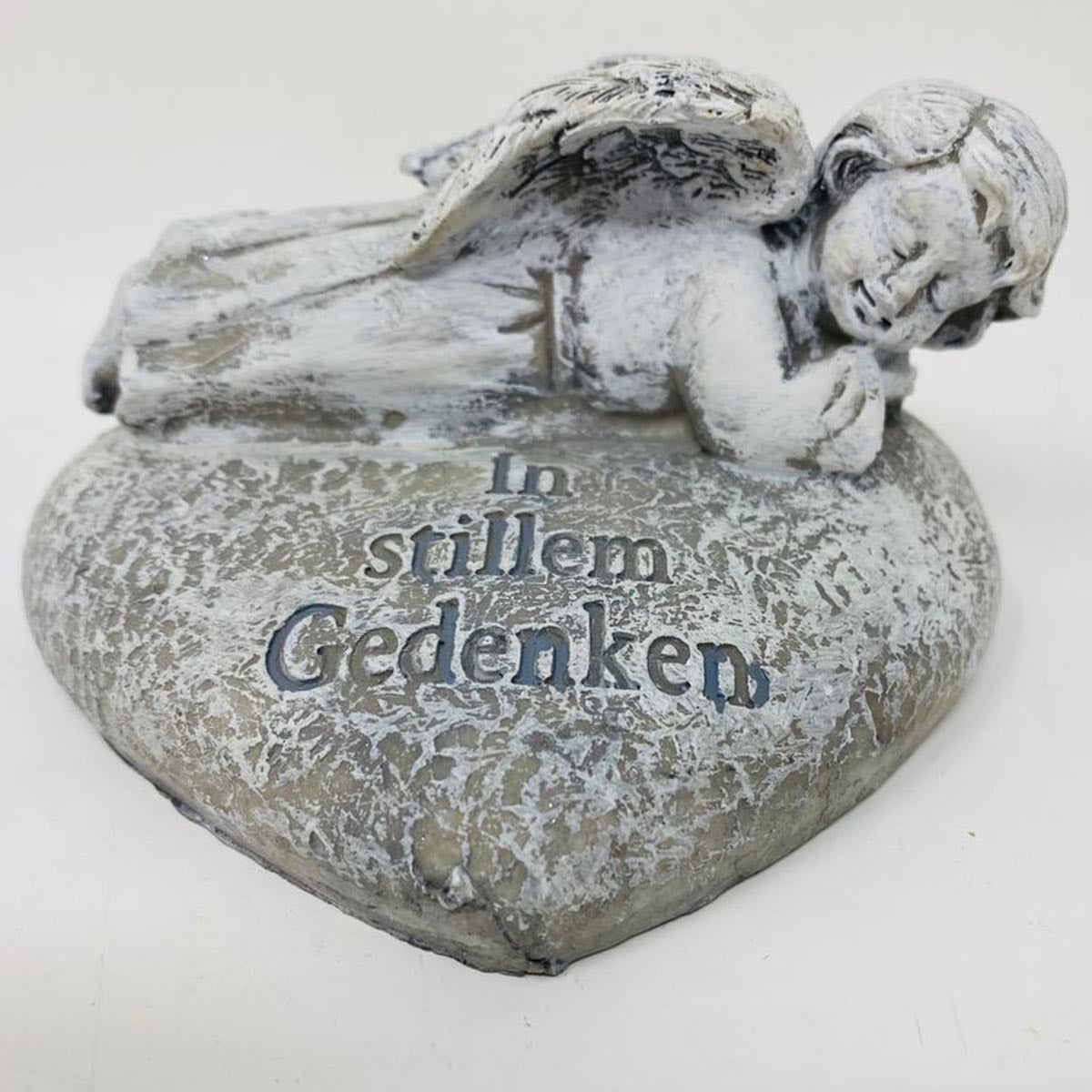 FeineHeimat Trauerengel "In stillem Gedenken" - Antikcreme aus Kunstharz, Zarte Erinnerung