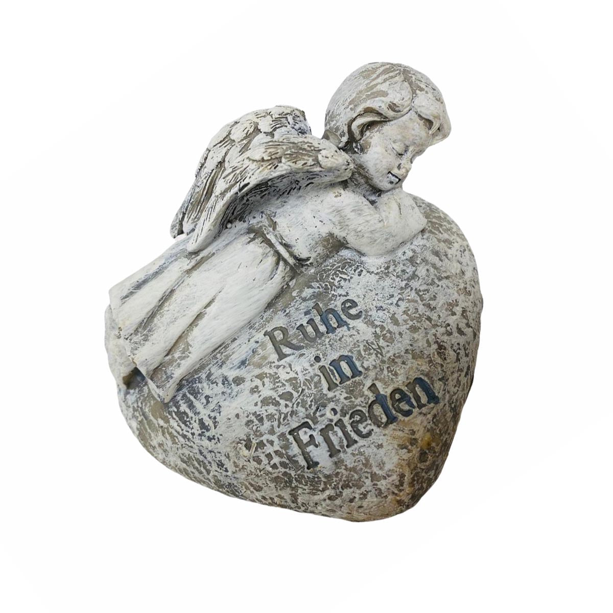 FeineHeimat Trauerengel "Ruhe in Frieden" - Antikcreme aus Kunstharz, Zarte Erinnerung