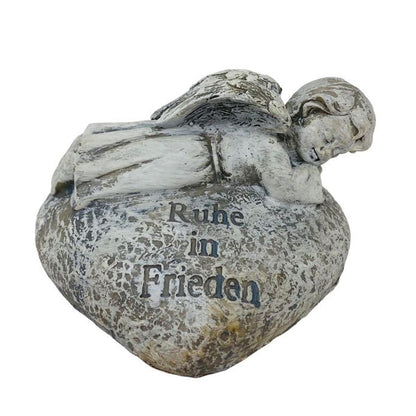 FeineHeimat Trauerengel "Ruhe in Frieden" - Antikcreme aus Kunstharz, Zarte Erinnerung