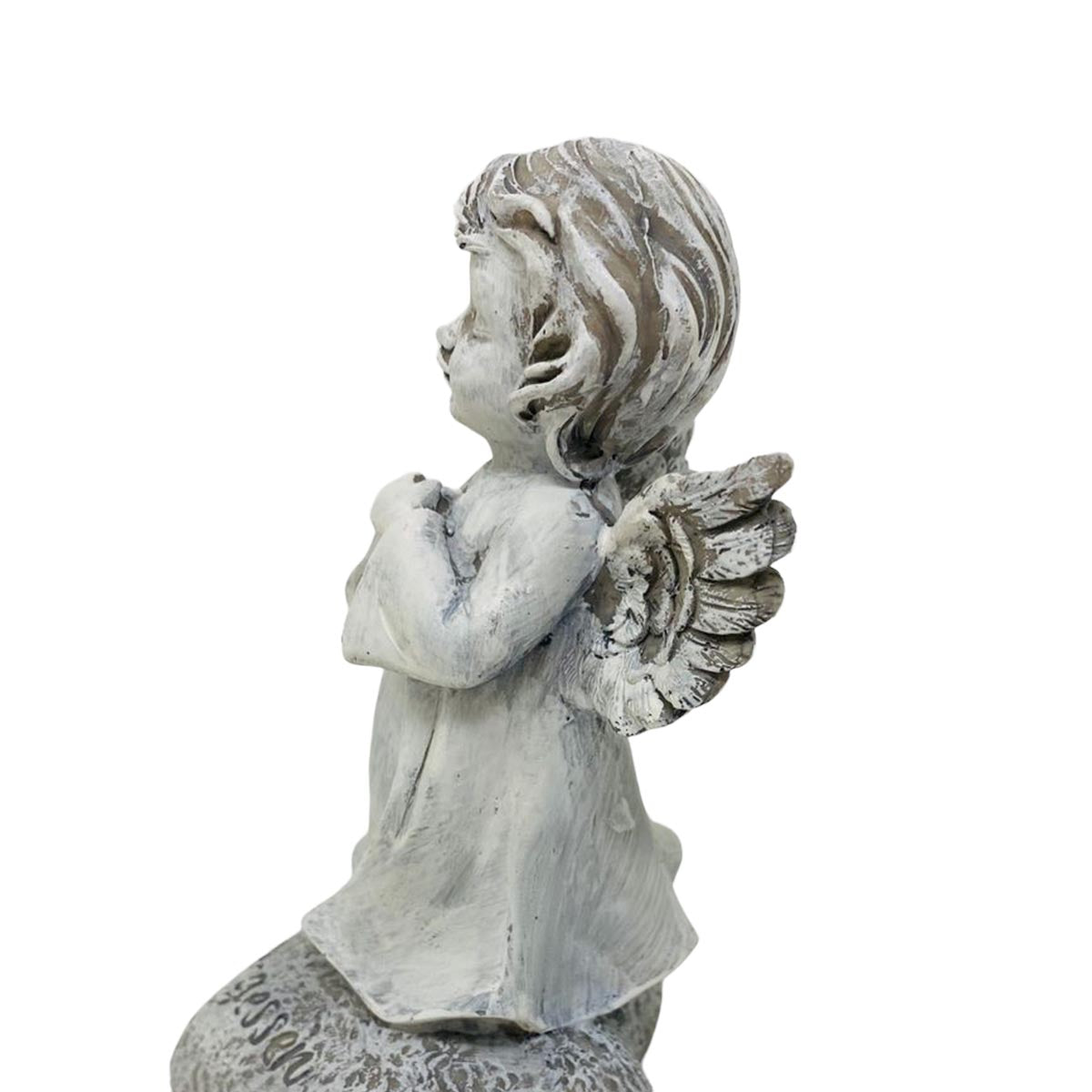 FeineHeimat Trauerengel "Unvergessen" - Antikcreme aus Kunstharz, Hände gefaltet, Zarte Gedenkstätte