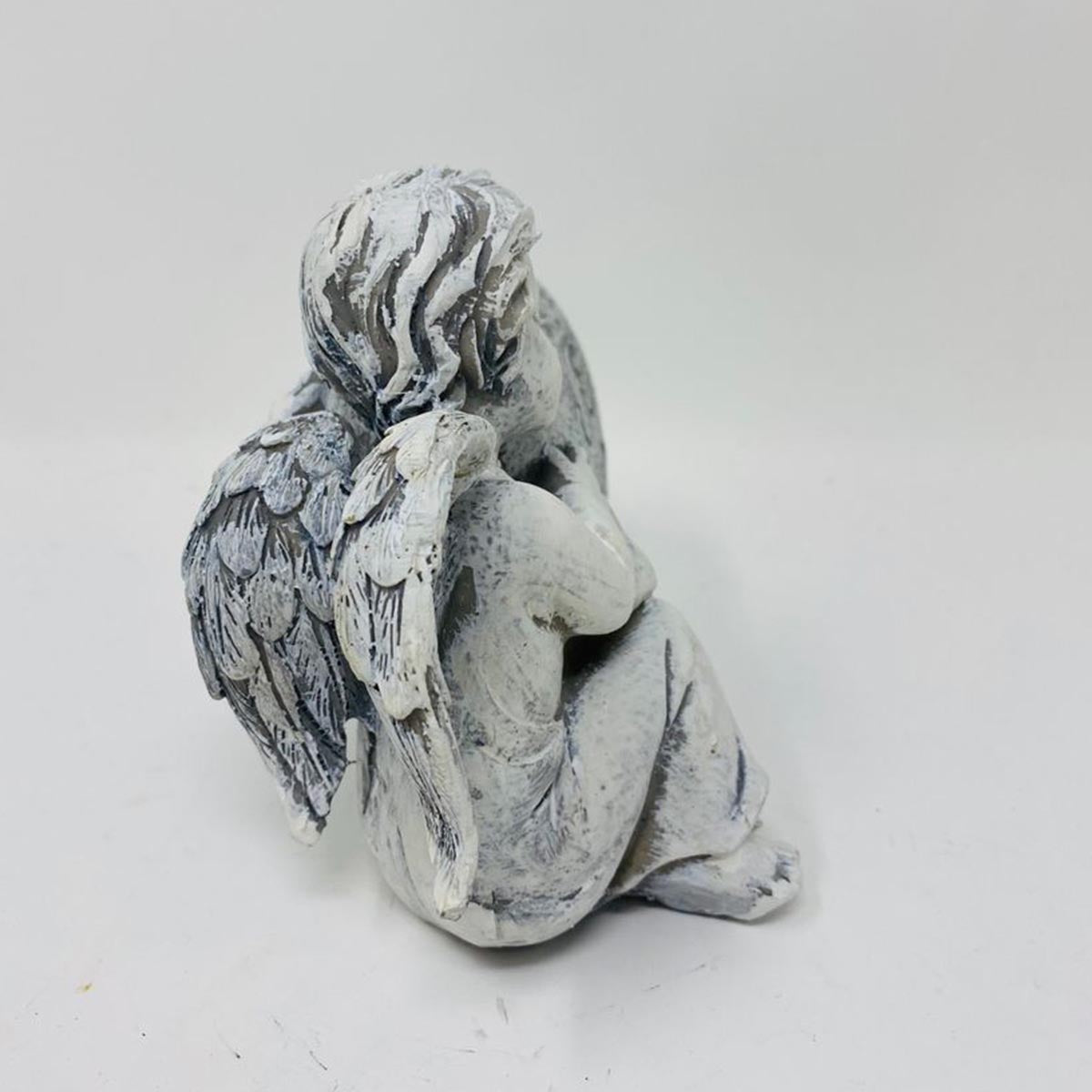 FeineHeimat Trauerengel "Ein Engel schütze Dich" - Antikcreme aus Kunstharz, Tröstliche Gartendekoration