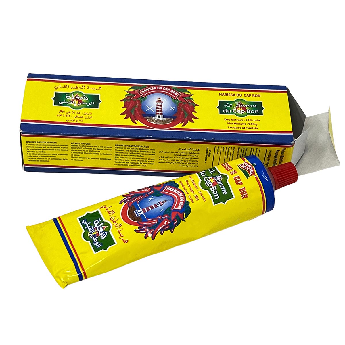 Harissa  La Flamme du CAP BON  SEHR SCHARF CHILI Paste 140 Gramm Tube