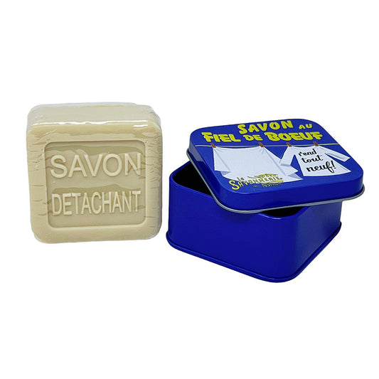 La Savonnerie De Nyons Seife in der Metalldose  Gallseife Fleckenentferner 100 Gramm