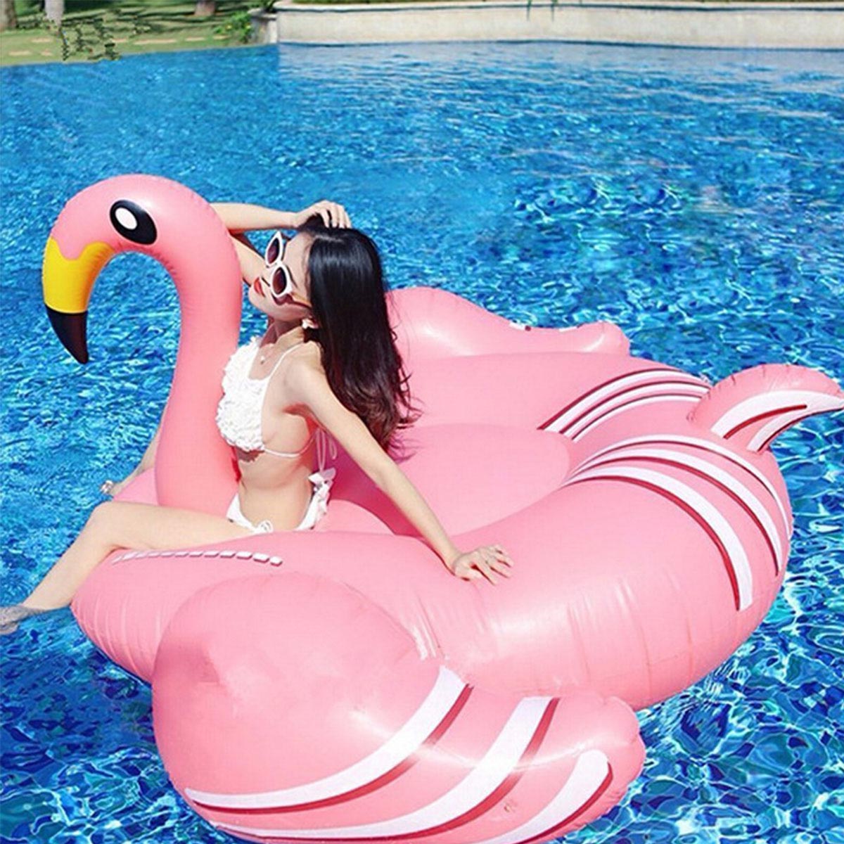 lacool Riesen aufblasbarer Flamingo Badeinsel Luftmatratze Schwimmring 190 cm