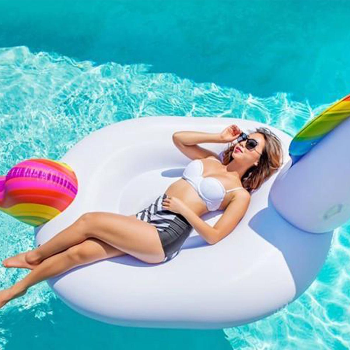 lacool Riesen aufblasbares Einhorn Badeinsel Luftmatratze Schwimmring 250 cm