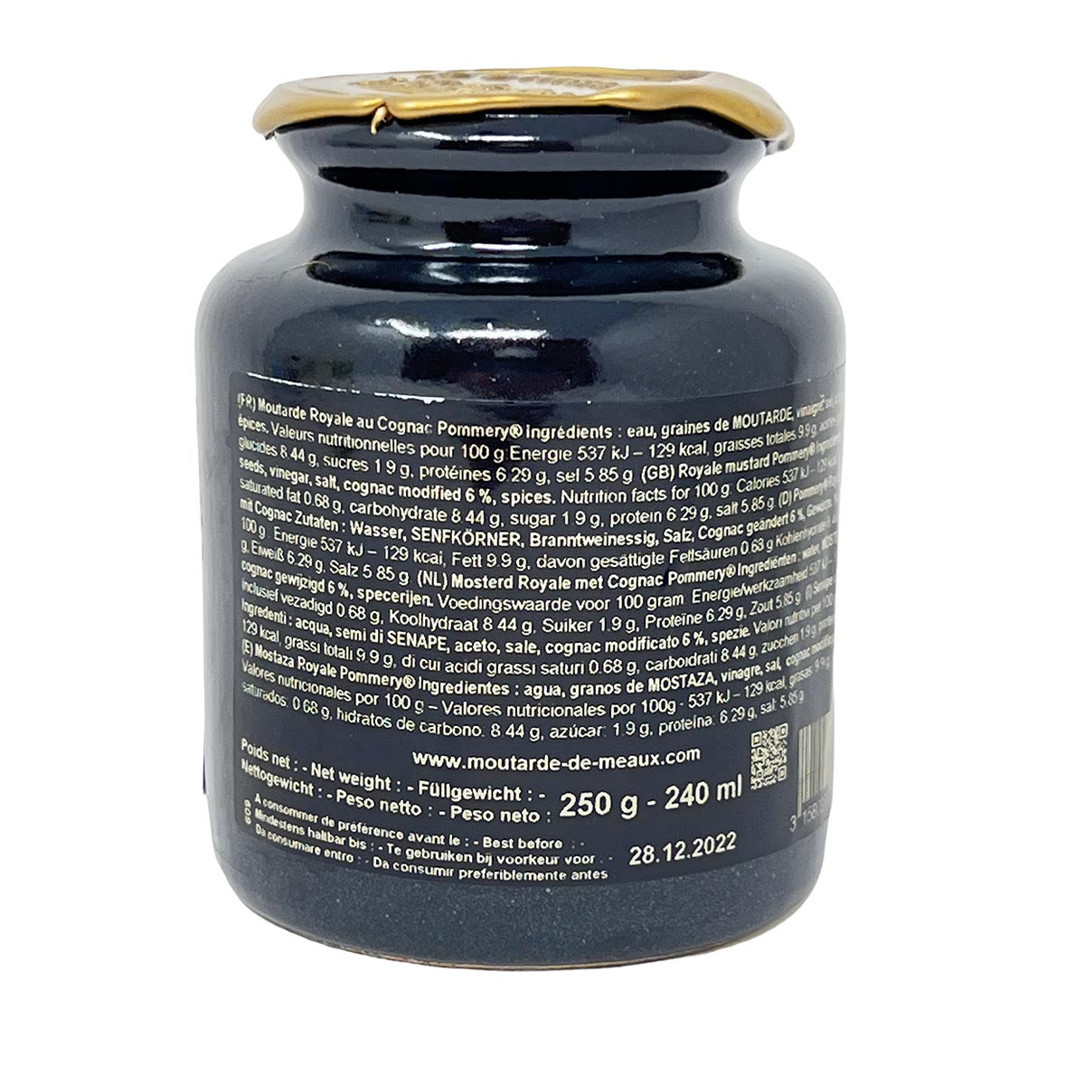 Meaux-Senf Pommery Moutarde Royale mit Cognac, 250g - Gourmet-Delikatesse aus Meaux