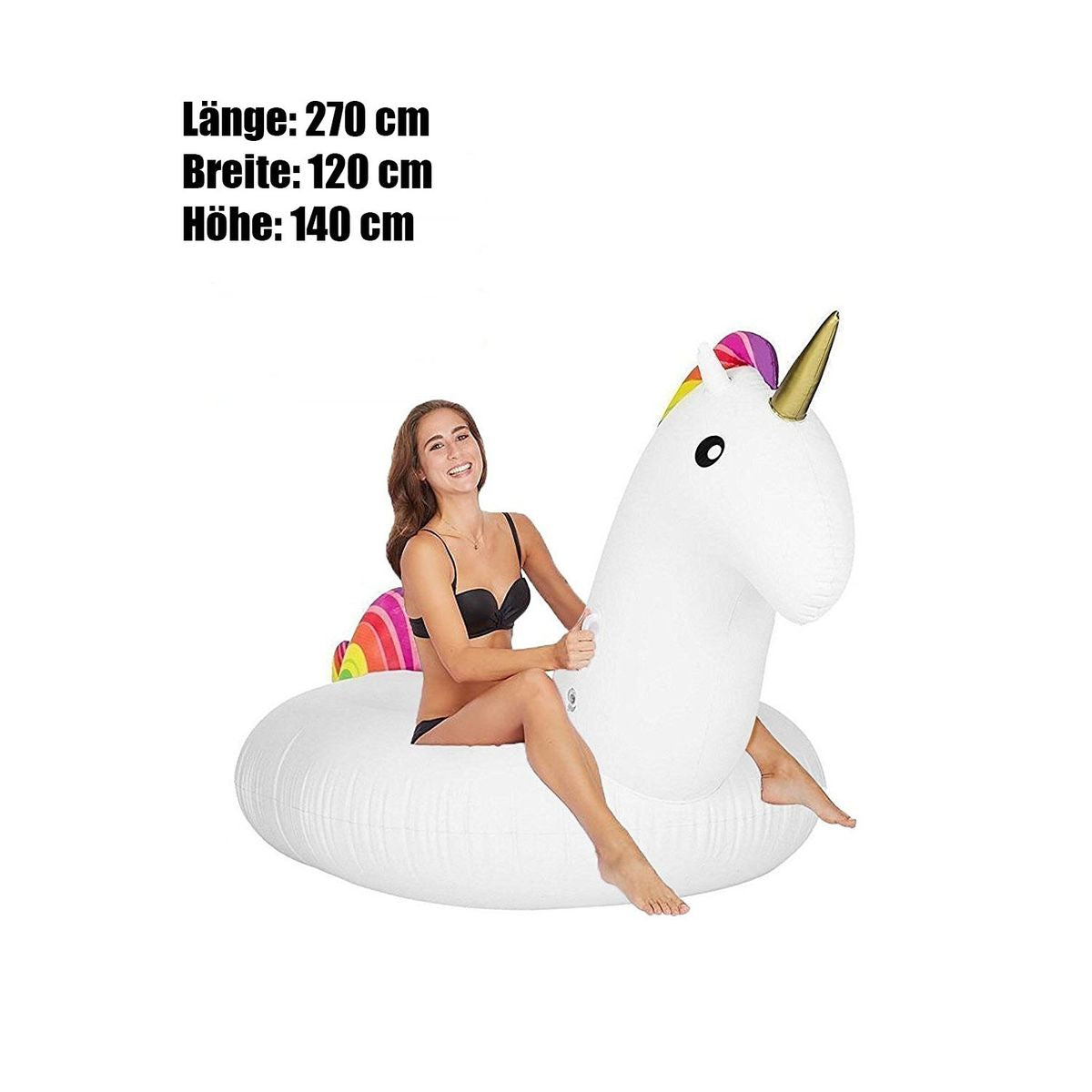lacool Riesen aufblasbares Einhorn Badeinsel Luftmatratze Schwimmring 250 cm