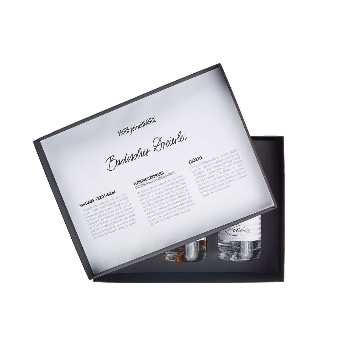 Faude Feine Brände Geschenkbox Badisches Dreierlei 3 x 100ml 40%